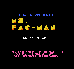 Ms. Pac-Man [Namco] title screen for NES